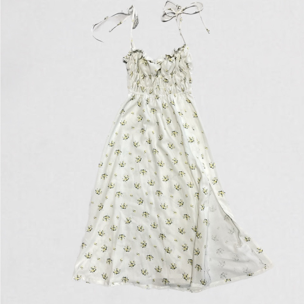 House of CB Christabel Ivory Floral Shirred Midi Dress